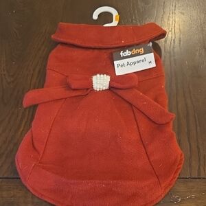 Fabdog Red Dog Dress with Pearl Bow